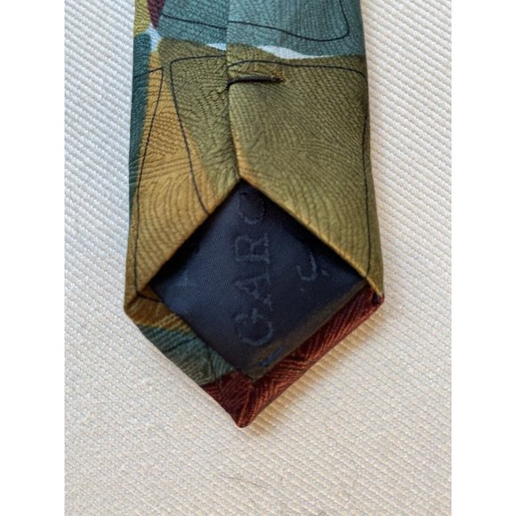 J Garcia Tie 100% Silk Aztec Objects Limited Edition Gold Avocado Green Wine - Picture 5 of 8